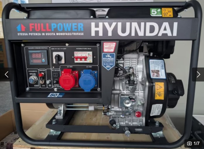 Hyundai 65223 – FullPower 5 kW Generator Der dreiphasige Generator Hyundai mit der Artikelnummer 65223 FullPower erzeugt dank einer revolutionären Technologie sowohl im dreiphasigen als auch im einphasigen Betrieb die gleiche Ausgangsleistung