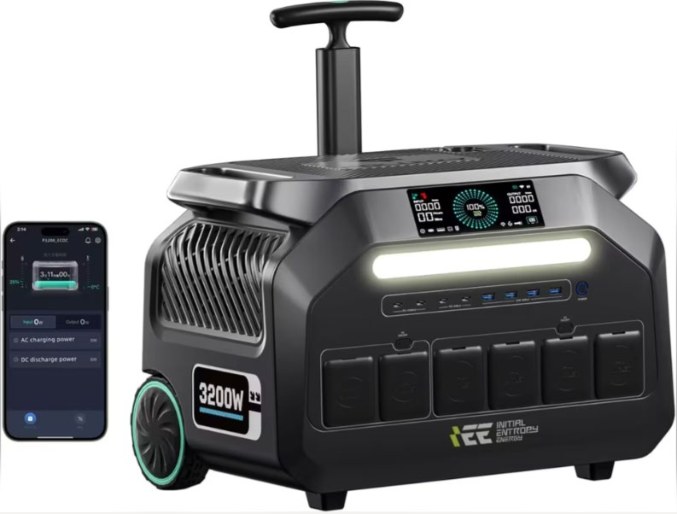 IEE 3200W (6400W Peak) Tragbare Powerstation P3200, 2048Wh Solargenerator mit LiFePO4 Akku, 0–80% in 45 Min.Laden, APP, 16 Anschlüsse, USV, Portable Power Station für Camping, Wohnmobile, Notstrom
