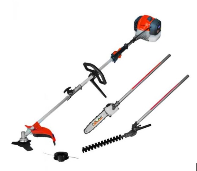 Polar 37250 Multifunktions- Freischneider 42,7 ccm 2-Takt-Benzinmotor - Drahtkopf, Metallklinge, Garten- und Heckenschere - Gewicht 15,00 kg