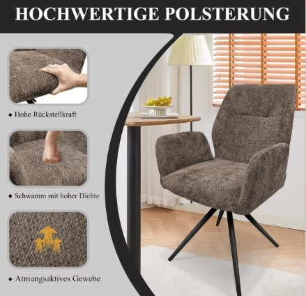Polsterstühle mit Metallbeinen & Rückenlehne Material: Bezug aus strapazierfähigem Stoff, Rahmen aus legiertem Stahl Abmessungen (T x B x H): 86 cm x 60 cm x 57 cm Belastbarkeit: Bis 110 kg pro Stuhl